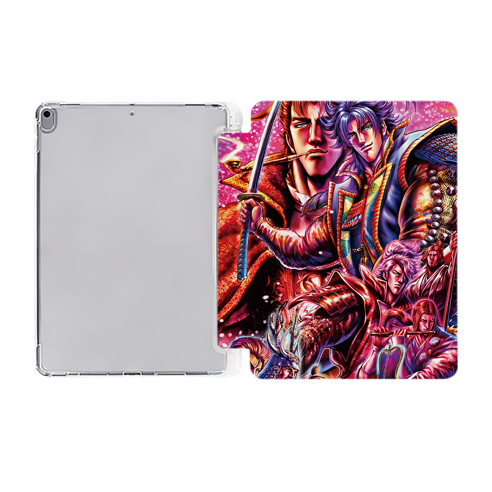 （画像用） 北斗の拳 Fist of the North Star IPad ケース ペン収納付き 三つ折りスタンド PUレザー×シリコン 対応機種9.5/10.5/10.9インチ